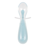 Colher Para Bebe Introdução Alimentar Silicone Azul