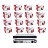 Nvr 16 Canais Hikvision Poe + 16 Cameras Dome Ip Poe Full