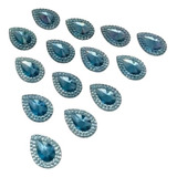 100 Chatons De Resina Gota 13x18 Azul Claro