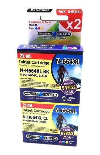 Pack Tintas Alternativa Pacific Color 664 Xl Negro/color