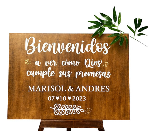 Cartel En Madera Bodas Letrero De Bienvenida Matrimonio 