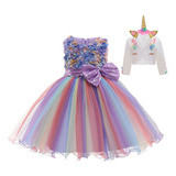 Conjunto De Chaleco De Unicornio Para Niña, Vestido Casual E