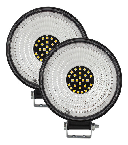 Set De 2 Faros Led Luz Blanca Y Ámbar 27 Leds 48w Tunelight