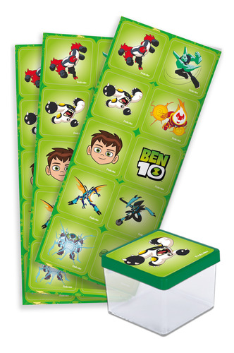 Sticker Adesivo Decorativo Ben 10 Quadrado  30 Unidades