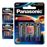 12 Pilhas Alcalinas Premium Aa 2a Panasonic 3 Cart