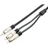 Cabo Trancado Em Nylon Plug P2 Estereo + 2rca Dourado 1.8m