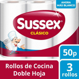 Rollo Sussex Clasico 3 Rollos 50 Paños C/u Pack 8 Unidades 