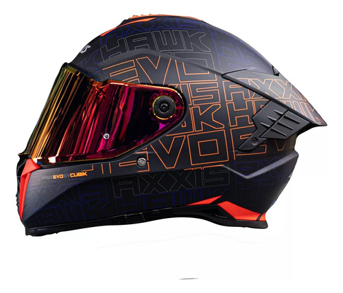 Casco Integral Axxis Hawk Cubik B4 Naranja Fluor Matte