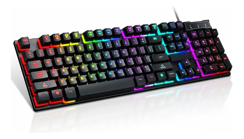 Teclado Gamer Led Com Fio Usb Multimídia Abnt2 Anti-ghosting Cor De Teclado Preto Idioma Português Brasil