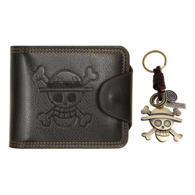 Cartera De One Piece Luffy Anime Alta Calidad Color Marrón Oscuro Rayas