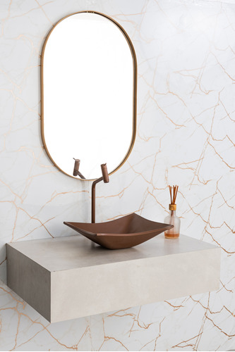 Espelho Oval Moldura Metal Decorativo Luxo Sala 80x50 Grande