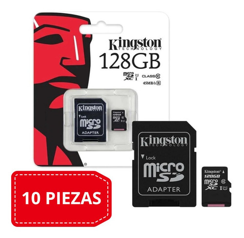 Paquete De 10 Memorias Kingston Micro Sd 128gb + Adaptador