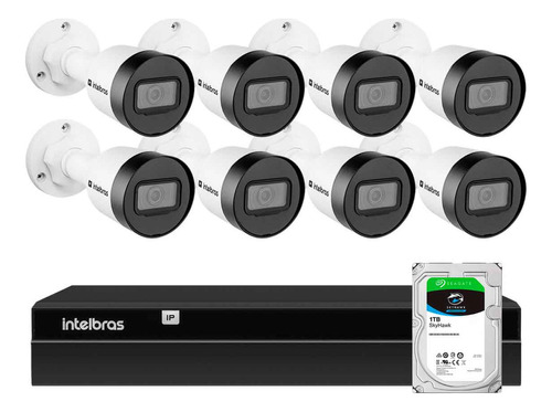 8 Câmeras Vlp 1230b Ip Ir 30m Intelbras, Nvr 1408, Hd 1tb Sk