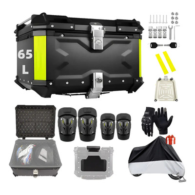 Caja Para Moto Baúl Trasero 65l Phosphaino Cajuela Top Case Aluminio X para 2 Cascos Muy Resistente Negro | Envío gratis