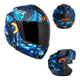 Casco Para Moto Azul Tlatoani Abatible Kov Certificado Ns Fz