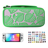 Estuche Nintendo Switch Oled Animal Crossing +vidrio+ 2grips