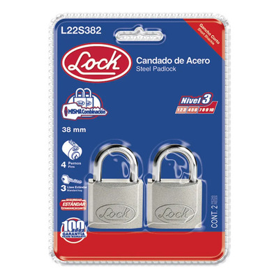 Juego Candados Acero Cortos 38 Mm, Llave Estándar, 2 Piezas | MercadoLibre