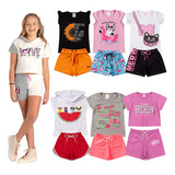 Kit Lote 6 Conjuntos Roupa Infantil Menina Feminino Atacado Barato Verão 1 Ao 8