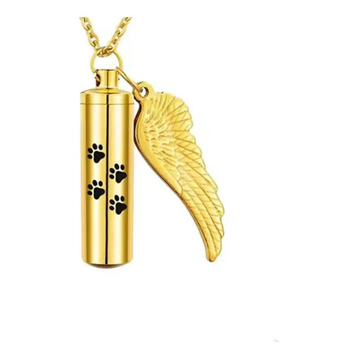 Collar Capsula Dorada Relicario Huella Mascota Perro Gato | Envío gratis