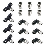 16 Pcs 1/4 Inch Tube Od Push To Connect Fitting, Straig...