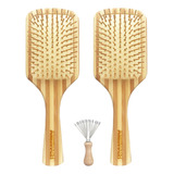 Cepillo De Pelo De Bambu Para Mujer, Fino Y Seco, Rizado, La