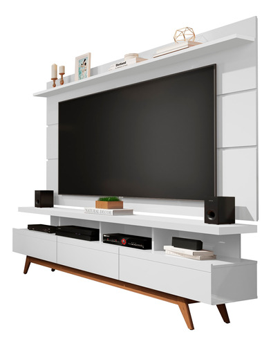 Rack E Painel Germai Vivare Wood 1.8 Branco Tv 72''