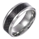 Anillo Punk De Fibra De Carbono Negro De 8 Mm Para Hombre De