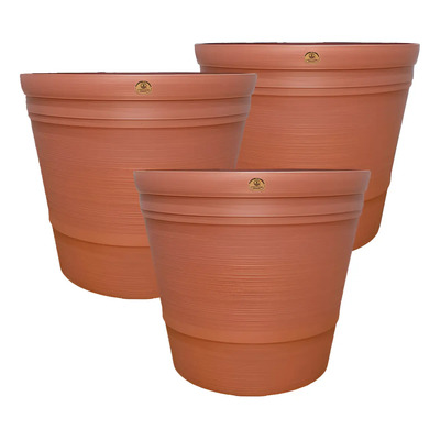3 Macetas Grandes Interior Exterior Plástico 13lts Moderna Color Café Claro Color | Envío gratis