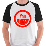 Camiseta Youtube Logo Youtuber Yt Site Camisa Raglan