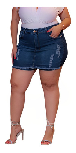 Short Saia Verão Moda Plus Size Cintura Alta Lycra 46 Ao 60