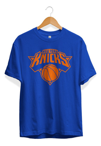 Remera Basket Nba New York Knicks Azul Logo Completo Simple