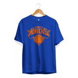 Remera Basket Nba New York Knicks Azul Logo Completo Simple