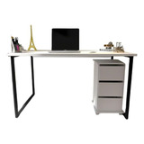  Conjunto Mesa Estilo Industrial Com Gaveteiro Home Office