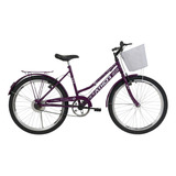 Bicicleta Infantil Feminina Athor Nature Aro 24 C/ Cesto Cor Violeta