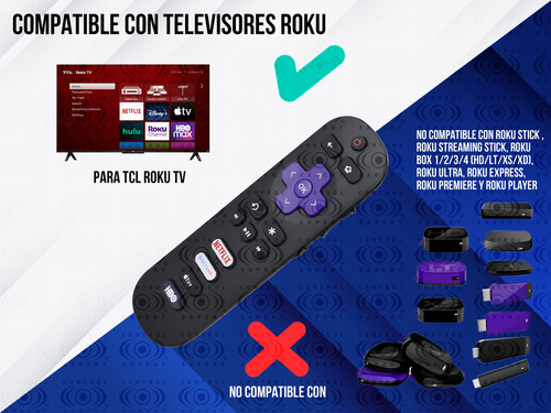 Control Remoto Compatible Con Tcl Roku Tv Smart Tv