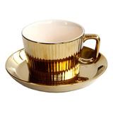 Conjunto De Xícara E Pires De Chá/café De Luxo Dourado [u]