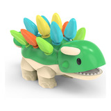 Juguete Para Bebés Educativo Montessori Dinosaurios Color Verde