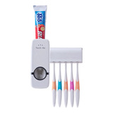 Dispensador De Crema Pasta Dental Porta Cepillos Baño Pared Color Blanco