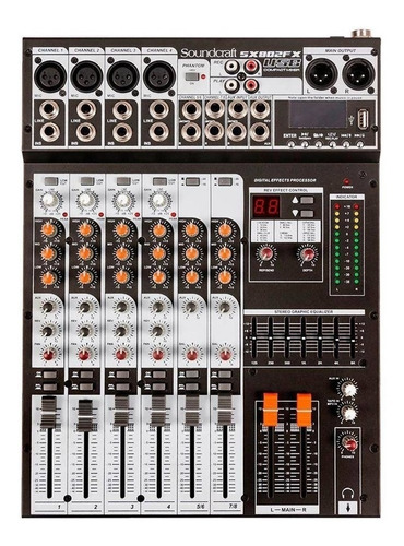 Mesa De Som 8 Canais Sx802fx Usb Mixer Sx 802 Fx Soundcraft