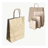 Bolsas Papel Madera Kraft 22x30x10 Con Manijas  Pack X 100 U