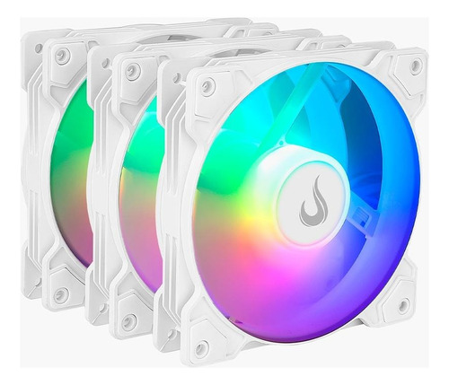 Kit 3 Fans Led Argb Rise Mode X Cooler Ventoinha Branco