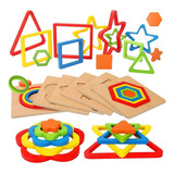 Juego Puzzles Rompecabezas Sensorial De Madera Pack 4