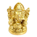 Ganesh Gordo Meditando 12 Cm Resina Dourado - Prosperidade