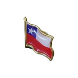 Pack Por 12 Piocha Pin De Bandera Chile Metalica  2.2x2cm