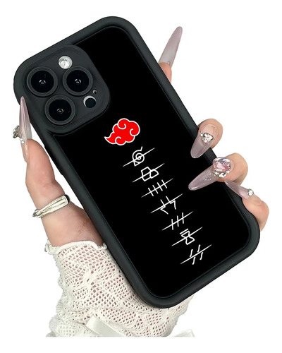 Funda Para iPhone Silicona Naruto Akatsuki Nube Roja Otaku Diseño Minimalista Elegante Moderno Estético