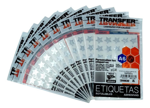 Estrellita Adhesiva Transfer 525 Etiquetas Plata Metálica 