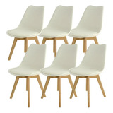 Sillas X6 Tulip Eames Comedor Con Almohadón Patas Madera 