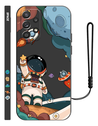 Funda De Silicona Para Samsung Diseño De Astronauta + Correa