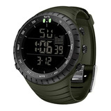 Relógio De Pulso Smael Esportiva 1237 Com Corpo Verde-militar,  Digital, Para Masculino, Fundo  Preto, Com Correia De Resina Cor Verde-militar, Subdials De Cor Cinza, Ponteiro De Minutos/segundos Cinz