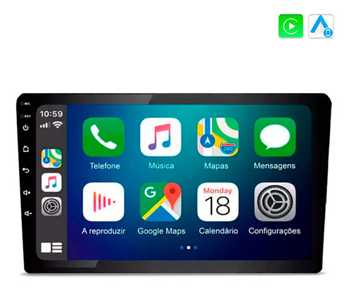 Multimídia Mp5 Rs908br Prime Apple Carplay Tela 9 Polegadas